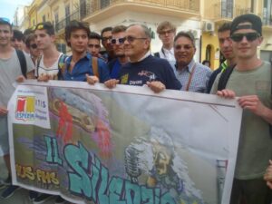 Con Giovanni Impastato durante la manifestazione di Cinisi in ricordo di Peppino Impastato